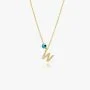 Letter W Necklace With Blue Bead by NAFEES