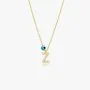 Letter Z Necklace With Blue Bead by NAFEES