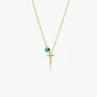 Letter T Necklace With Blue Bead by NAFEES
