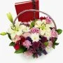 Blooming Flowers with Quran Arrangement (Red)
