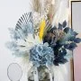 Blue Dried Flowers Oval Vase and Bateel Chocolate Bundle