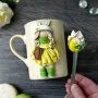 College Girl 3D Mug with Spoon