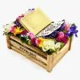Colored Quran with Stand Flower Arrangement - Gold