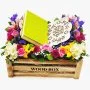 Colored Quran with Stand Flower Arrangement - Green