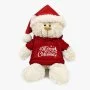 Cream Bear 38cm with Santa Hat and Hoodie with Merry Christmas Print by Fay Lawson