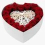 Double Heart Roses Box  - White
