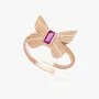 Butterfly Wings Ring Inlaid With Violet Pure Gemstone And Gold Plated by NAFEES
