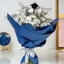 Graduation White Carnation Hand Bouquet