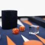 Medium Navy-Blue Denim Backgammon Set By VIDO Backgammon