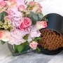 Pink Blooms Flower Arrangement with Wafer Rolls By Anoosh