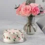 Pink Roses Cute Cake & Roses Bundle