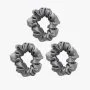 Pure Silk Scrunchies - Pack of 3 - Heather Grey