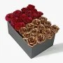 Red and Gold Color Roses in Rectangular Box