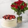 باقة الورود الحمراء وكيكة فيري بيري