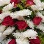 Red Roses and White Chrysanthemum Hand Bouquet