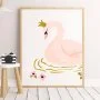 Pink Floral Swan Wall Art Print by Sweet Pea