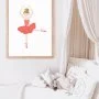 Red Floral Ballerina Wall Art Print by Sweet Pea