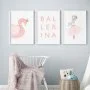Set of 3 Wall Art Prints - Pink Ballerina Swan by Sweet Pea