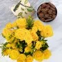 The Sunny One Roses Arrangement with Crunchy Snack By Anoosh