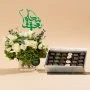 The White Flower Arrangement & National Day Premium Nutty Chocolate by Bakery & Company