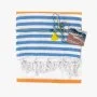 Turkish Peshtemal Beach Towels - Sunshine Orange Navy By Laislabonita